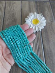 1 Dizi - Turkuaz Renk - Küp Kristal Boncuk 016