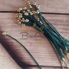 (1 adet) Koyu Yeşil Renk, Gold Uçlu, Kore Asansörlü Bileklik - 026