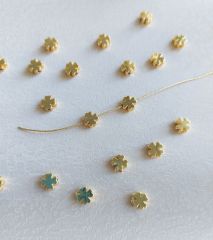 (5 adet) Altın Kaplama Yonca - 2 Model Bileklik Kolye Halhal Ara Aparatı