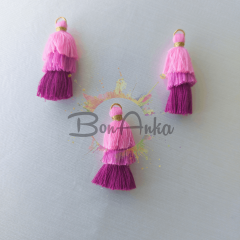 3 cm Pembe 3 Katlı Püskül Takı Aksesuarı 1 Adet