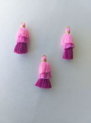 (1 adet) Pembe Renk - 3 Katlı Püskül - 001