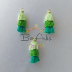 3 cm Neon Yeşil 3 Katlı Püskül Takı Aksesuarı 1 Adet