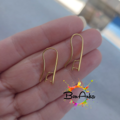 (1 çift - 2 adet) - Parlak Altın / Rodyum Kaplama Küpe Aparatı (001)