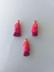 (1 adet) 3 cm Kırmızı Renk - 3 Katlı Püskül - 005