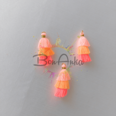 3 cm Neon Turuncu 3 Katlı Püskül Takı Aksesuarı 1 Adet