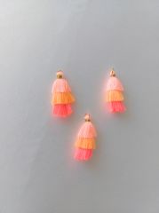 (1 adet) 3 cm Neon Turuncu Renk - 3 Katlı Püskül - 006