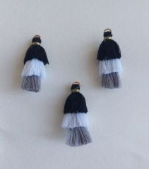 (1 adet) 3 cm Siyah Renk - 3 Katlı Püskül - 010