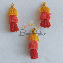 3 cm Turuncu 3 Katlı Püskül Takı Aksesuarı 1 Adet