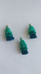 (1 adet) Koyu Yeşil Renk - 3 Katlı Püskül - 014