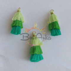 3 cm Yeşil 3 Katlı Püskül Takı Aksesuarı 1 Adet