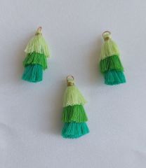 (1 adet) 3 cm Fıstık Yeşil Renk - 3 Katlı Püskül - 015