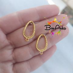 (1 adet) - Mat Altın Kaplama Küpe Aparatı (006)