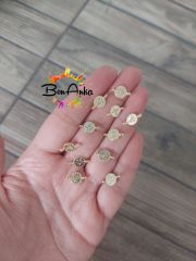 (10 adet) Çift Kulplu Döküm Tuğra, Tespih Püskül Ucu, Takı Malzemesi, Sarı Kaplama