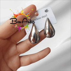 Gümüş Renk Çelik Damla Küpe