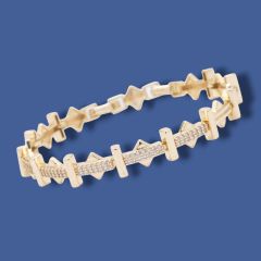 Taş Detaylı Dörtgen Vip Bileklik - 14 K