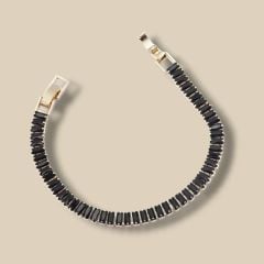 Siyah Zirkon Taşlı Baget Model Su Yolu Vip Bileklik - 14K