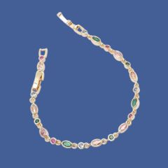 Renkli Taşlı Trend Vip Bileklik - 14K