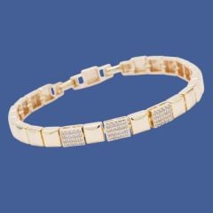 Taşlı Kare Geçişli Vip Bileklik - 14K