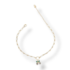 Kiraz Sallantı Uçlu Gold Çelik Hallal - 14K