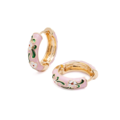 Pembe Mineli Çelik Küpe