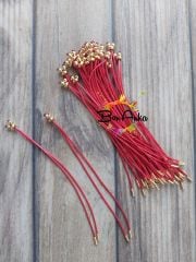 (1 adet) Koyu Kırmızı Renk, Gold Uçlu, Kore Asansörlü Bileklik - 022