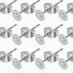 (5 çift - 10 adet) Paslanmaz Çelik 5 mm Yapıştırma Çivi Küpe Aparatı