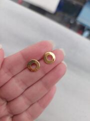 (1 çift-2 adet) Paslanmaz Çelik Altın Renk Yuvarlak Model Küpe Aparatı