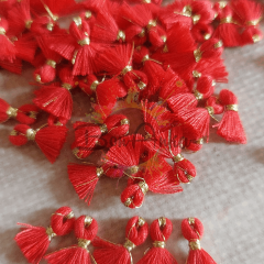 (5 adet) 1 cm Kırmızı Renk Minik Püskül - 002