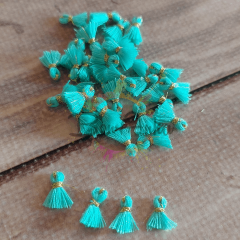 (5 adet) 1 cm Turkuaz Renk Minik Püskül - 004