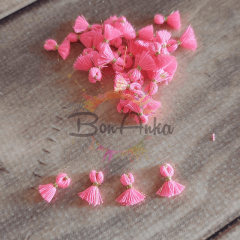 (5 adet) 1 cm Neon Pembe Renk Minik Püskül - 017