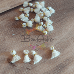 (5 adet) 1 cm Krem Renk Minik Püskül - 019