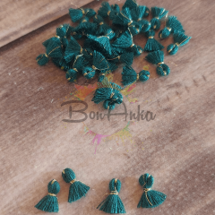 (5 adet) 1 cm Koyu Yeşil Renk Minik Püskül - 030