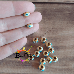 (1 adet) 8 mm Altın Kaplama Mineli Gözlü Metal Aparat