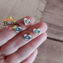 (1 adet) 8 mm Beyaz Renk Kalp Model Nazar