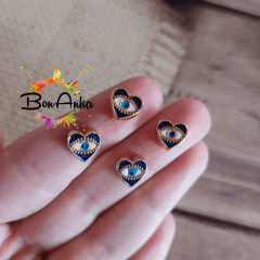 (1 adet) 8 mm Lacivert Renk Kalp Model Nazar