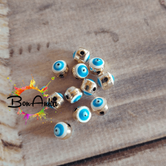 (1 adet) 6 mm Çift Yönlü Beyaz Nazar