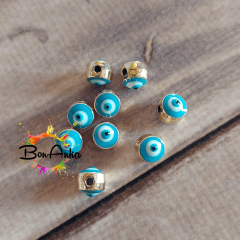 (1 adet) 6 mm Çift Yönlü Turkuaz Nazar