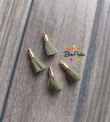 (1 adet) Gold Metal Uçlu Haki Renk Püskül - 003