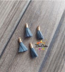 (1 adet) Gold Metal Uçlu Gri Renk Püskül - 004