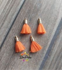 (1 adet) Gold Metal Uçlu Turuncu Renk Püskül - 006