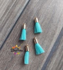 (1 adet) Gold Metal Uçlu Açık Turkuaz Renk Püskül - 008