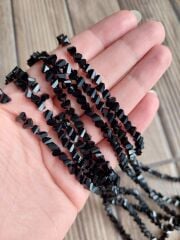 1 Dizi - Siyah - Üçgen Kristal Cam Boncuk 002