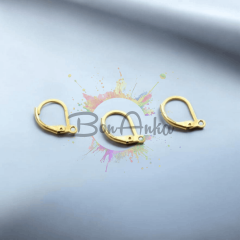 10x13 mm Paslanmaz Çelik Küpe Kancası Altın Renk - 1 Çift (2 adet) Küpe Aparatı