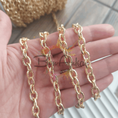 Lak Kaplama Gold Renk Pirinç Takı Zinciri 1 Metre