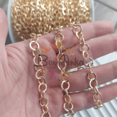 Lak Kaplama Gold Renk Pirinç Takı Zinciri 1 Metre